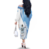 Argentina La Albiceleste Custom Family Matching Off The Shoulder Long Sleeve Dress and Hawaiian Shirt Vamos Argentina - Wonder Print Shop