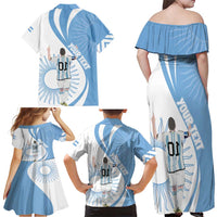 Argentina La Albiceleste Custom Family Matching Off Shoulder Maxi Dress and Hawaiian Shirt Vamos Argentina LT7 - Wonder Print Shop