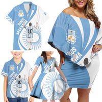 Argentina La Albiceleste Custom Family Matching Off Shoulder Short Dress and Hawaiian Shirt Vamos Argentina LT7 - Wonder Print Shop