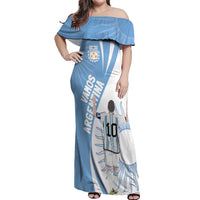 Argentina La Albiceleste Custom Off Shoulder Maxi Dress Vamos Argentina - Wonder Print Shop