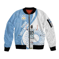Argentina La Albiceleste Custom Sleeve Zip Bomber Jacket Vamos Argentina - Wonder Print Shop