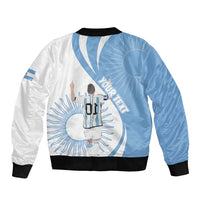 Argentina La Albiceleste Custom Sleeve Zip Bomber Jacket Vamos Argentina - Wonder Print Shop