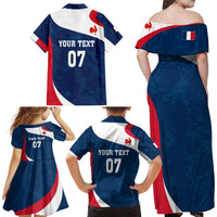 Personalised France Rugby Family Matching Off Shoulder Maxi Dress and Hawaiian Shirt World Cup Les Blues Curves Style LT7 - Wonder Print Shop