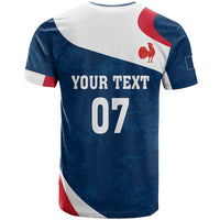 Personalised France Rugby T Shirt World Cup Les Blues Curves Style - Wonder Print Shop