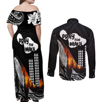 Hawaii Humpback Whale Couples Matching Off Shoulder Maxi Dress and Long Sleeve Button Shirts Be Strong - Pray For Maui LT7 - Wonder Print Shop