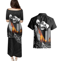 Hawaii Humpback Whale Couples Matching Puletasi Dress and Hawaiian Shirt Be Strong - Pray For Maui LT7 - Wonder Print Shop
