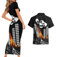 Hawaii Humpback Whale Couples Matching Short Sleeve Bodycon Dress and Hawaiian Shirt Be Strong - Pray For Maui LT7 - Wonder Print Shop