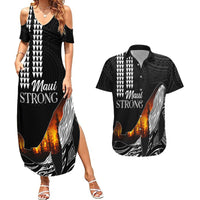 Hawaii Humpback Whale Couples Matching Summer Maxi Dress and Hawaiian Shirt Be Strong - Pray For Maui LT7 - Wonder Print Shop