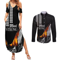 Hawaii Humpback Whale Couples Matching Summer Maxi Dress and Long Sleeve Button Shirts Be Strong - Pray For Maui LT7 - Wonder Print Shop