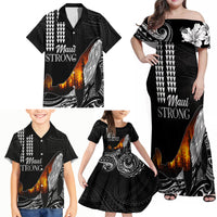Hawaii Humpback Whale Family Matching Off Shoulder Maxi Dress and Hawaiian Shirt Be Strong - Pray For Maui LT7 - Wonder Print Shop
