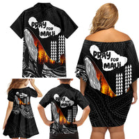 Hawaii Humpback Whale Family Matching Off Shoulder Short Dress and Hawaiian Shirt Be Strong - Pray For Maui LT7 - Wonder Print Shop