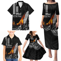 Hawaii Humpback Whale Family Matching Puletasi Dress and Hawaiian Shirt Be Strong - Pray For Maui - Wonder Print Shop