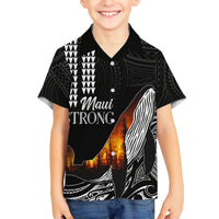 Hawaii Humpback Whale Kid Hawaiian Shirt Be Strong - Pray For Maui - Wonder Print Shop