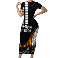 Hawaii Humpback Whale Short Sleeve Bodycon Dress Be Strong - Pray For Maui - Wonder Print Shop