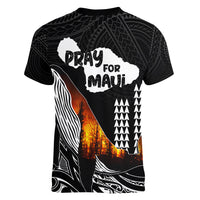 Hawaii Humpback Whale Women V Neck T Shirt Be Strong - Pray For Maui - Wonder Print Shop