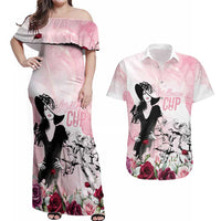 Melbourne Horse Racing Cup Pink Out Derby Couples Matching Off Shoulder Maxi Dress and Hawaiian Shirt - Wonder Print Shop