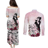 Melbourne Horse Racing Cup Pink Out Derby Couples Matching Puletasi and Long Sleeve Button Shirt - Wonder Print Shop
