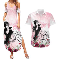 Melbourne Horse Racing Cup Pink Out Derby Couples Matching Summer Maxi Dress and Hawaiian Shirt - Wonder Print Shop