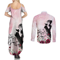 Melbourne Horse Racing Cup Pink Out Derby Couples Matching Summer Maxi Dress and Long Sleeve Button Shirt - Wonder Print Shop