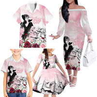 Melbourne Horse Racing Cup Pink Out Derby Family Matching Off The Shoulder Long Sleeve Dress and Hawaiian Shirt - Wonder Print Shop