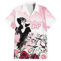 Melbourne Horse Racing Cup Pink Out Derby Family Matching Off The Shoulder Long Sleeve Dress and Hawaiian Shirt - Wonder Print Shop