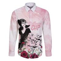 Melbourne Horse Racing Cup Pink Out Derby Family Matching Off The Shoulder Long Sleeve Dress and Hawaiian Shirt - Wonder Print Shop