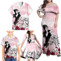 Melbourne Horse Racing Cup Pink Out Derby Family Matching Off Shoulder Maxi Dress and Hawaiian Shirt - Wonder Print Shop