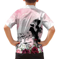 Melbourne Horse Racing Cup Pink Out Derby Family Matching Short Sleeve Bodycon Dress and Hawaiian Shirt - Wonder Print Shop