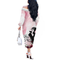 Melbourne Horse Racing Cup Pink Out Derby Off The Shoulder Long Sleeve Dress - Wonder Print Shop