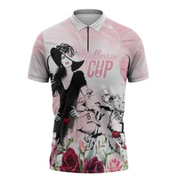 Melbourne Horse Racing Cup Pink Out Derby Zipper Polo Shirt - Wonder Print Shop
