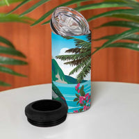Saint Lucia Island 4 in 1 Can Cooler Tumbler Pitons Landscape