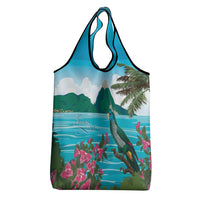 Saint Lucia Island Grocery Bag Pitons Landscape