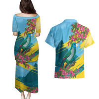 Saint Lucia Couples Matching Puletasi and Hawaiian Shirt Tropical Vibes