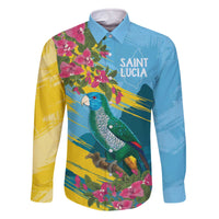 Saint Lucia Family Matching Off The Shoulder Long Sleeve Dress and Hawaiian Shirt Tropical Vibes
