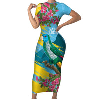 Saint Lucia Family Matching Short Sleeve Bodycon Dress and Hawaiian Shirt Tropical Vibes