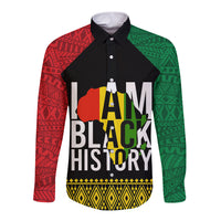 Juneteenth Long Sleeve Button Shirt Mix African Pattern - I Am Black History - Wonder Print Shop