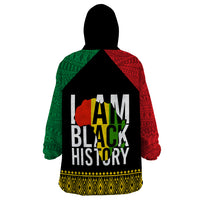 Juneteenth Wearable Blanket Hoodie Mix African Pattern - I Am Black History - Wonder Print Shop