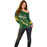 South Africa Rugby 2023 Off Shoulder Sweater Champions GO Bokke - Wonder Print Shop