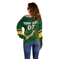 South Africa Rugby 2023 Off Shoulder Sweater Champions GO Bokke - Wonder Print Shop