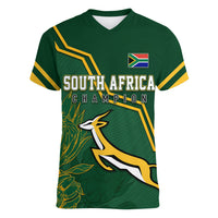 South Africa Rugby 2023 Women V Neck T Shirt Champions GO Bokke - Wonder Print Shop