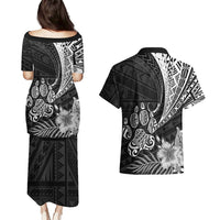 Personalised Polynesian Couples Matching Puletasi Dress and Hawaiian Shirt Bulldog With Polynesian Patterns LT7 - Wonder Print Shop