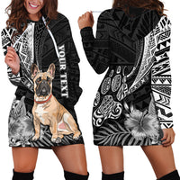Personalised Polynesian Hoodie Dress Bulldog With Polynesian Patterns - Wonder Print Shop
