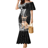 Personalised Polynesian Mermaid Dress Bulldog With Polynesian Patterns - Wonder Print Shop