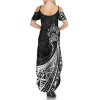 Personalised Polynesian Summer Maxi Dress Bulldog With Polynesian Patterns - Wonder Print Shop