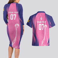 Barbados Cricket Custom Couples Matching Long Sleeve Bodycon Dress and Hawaiian Shirt Royal Champions - Tropical Vibes - Wonder Print Shop