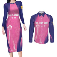 Barbados Cricket Custom Couples Matching Long Sleeve Bodycon Dress and Long Sleeve Button Shirt Royal Champions - Tropical Vibes - Wonder Print Shop