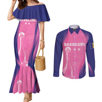 Barbados Cricket Custom Couples Matching Mermaid Dress and Long Sleeve Button Shirt Royal Champions - Tropical Vibes - Wonder Print Shop