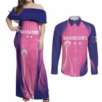 Barbados Cricket Custom Couples Matching Off Shoulder Maxi Dress and Long Sleeve Button Shirt Royal Champions - Tropical Vibes - Wonder Print Shop