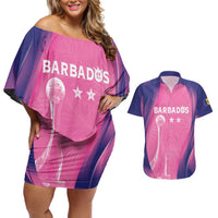 Barbados Cricket Custom Couples Matching Off Shoulder Short Dress and Hawaiian Shirt Royal Champions - Tropical Vibes - Wonder Print Shop