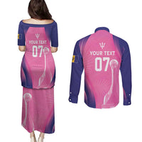 Barbados Cricket Custom Couples Matching Puletasi and Long Sleeve Button Shirt Royal Champions - Tropical Vibes - Wonder Print Shop